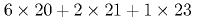 6 \times 20 + 2 \times 21 + 1 \times 23