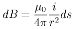 d B = \frac{\mu_0}{4 \pi}\frac{i}{r^2} ds