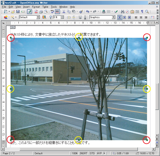 挿入した図はサイズを変更できる