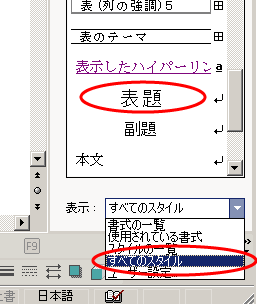 表題を選択する