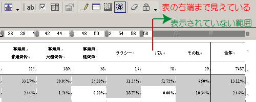 表示形式を下書きにすると右端まで見える